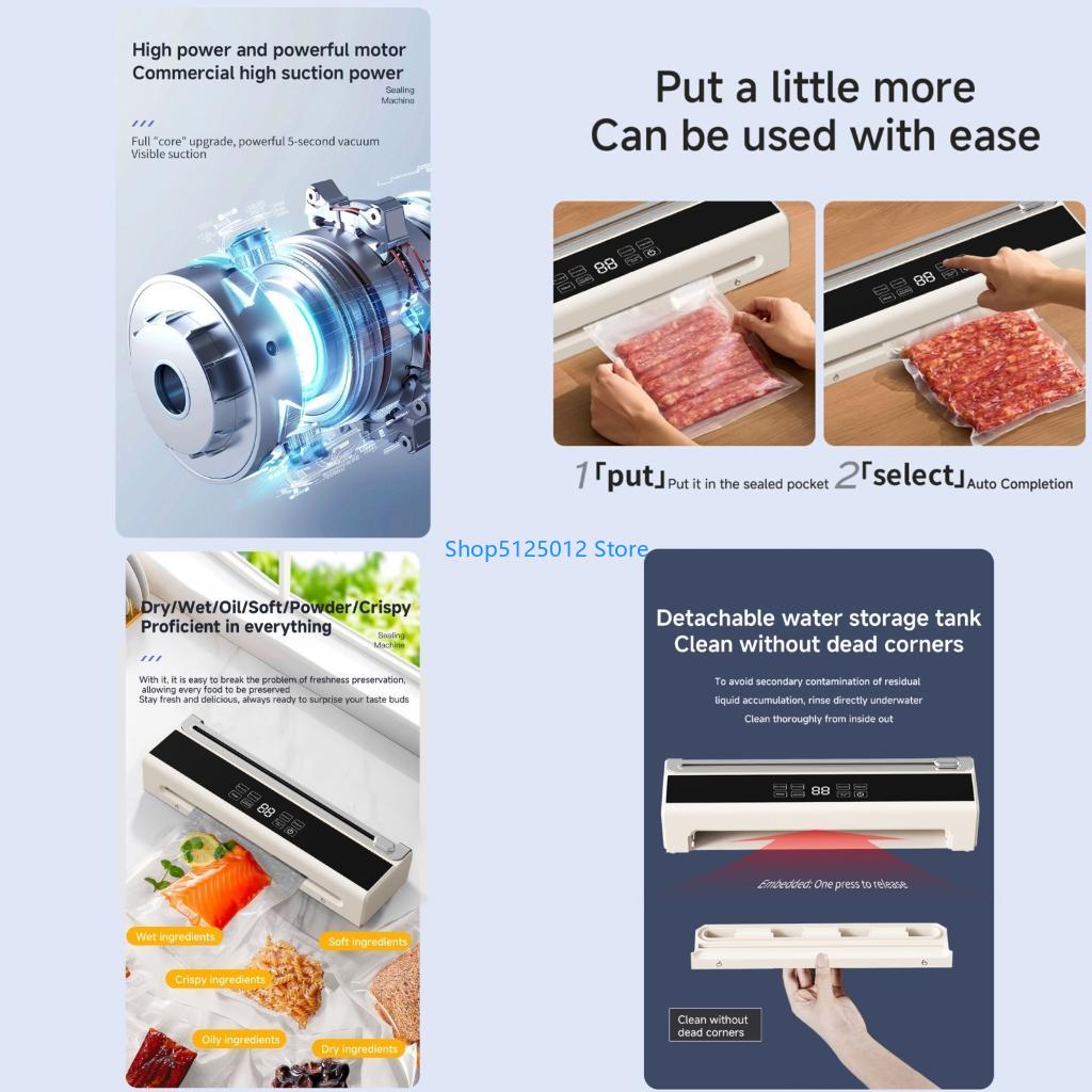Kitchen Gadgets For Small Kitchens - G8TC เครื่องซีลสูญญากาศอัตโนมัติอัจฉริยะสำหรับถนอมอาหารด้วยโหมดแห้งเปียก เครื่องใช้ไฟฟ้าภายในบ้านแบบพกพา