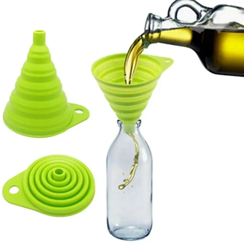 Kitchen Gadgets For Small Kitchens - กรวยซิลิโคนพับได้ 1/4 ชิ้น อุปกรณ์ครัวแบบพับได้ คอกรวยยาว ใช้กรอง