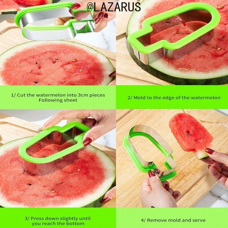 Watermelon Slicer Cutter - เครื่องตัดแตงโมสแตนเลสแบบกดครั้งเดียว – ตัดแตงโมได้อย่างรวดเร็ว ใช้งานง่าย ปลอดภัยสำหรับเครื่องล้างจาน ใช้ได้หลากหลายสำหรับแตงโมและอื่นๆ