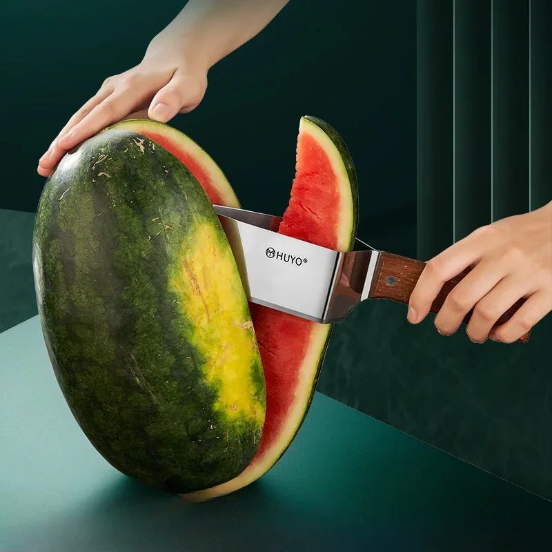 Watermelon Slicer Cutter - หนาสแตนเลสสามเหลี่ยมเครื่องตัดแตงโมครัวแคนตาลูป Cleaver เครื่องตัดเนื้อ Home Multi-Functional มีดผลไม้