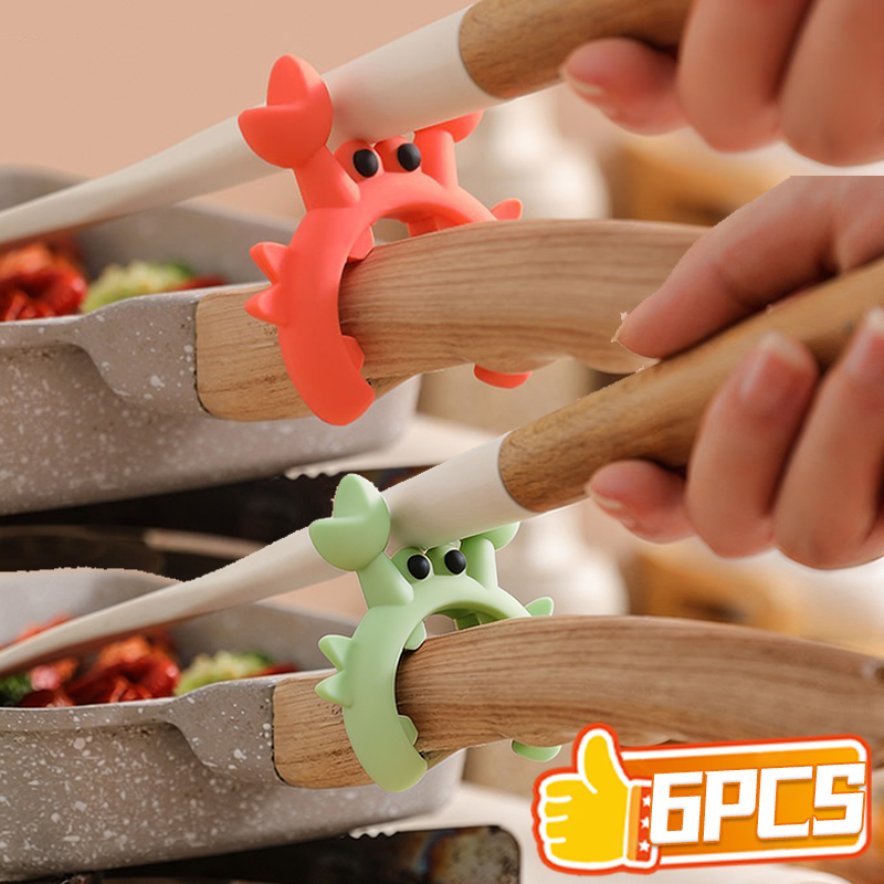 Kitchen Gadgets For Small Kitchens - ที่วางตะหลิวซิลิโคนอเนกประสงค์ ที่หนีบตะหลิวขนาดเล็ก ป้องกันน้ำร้อนล้น ที่หนีบหม้อ ที่หนีบช้อน อุปกรณ์ครัว