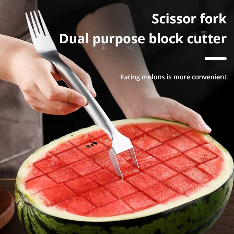 Watermelon Slicer Cutter - ที่ตัดแตงโมแบบพกพาอเนกประสงค์ 2in1 1 ชิ้น มีดตัดแตงโม สแตนเลส